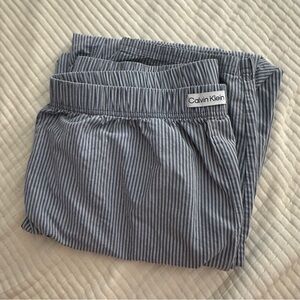 Calvin Klein Blue Striped Poplin Sleep Pants
